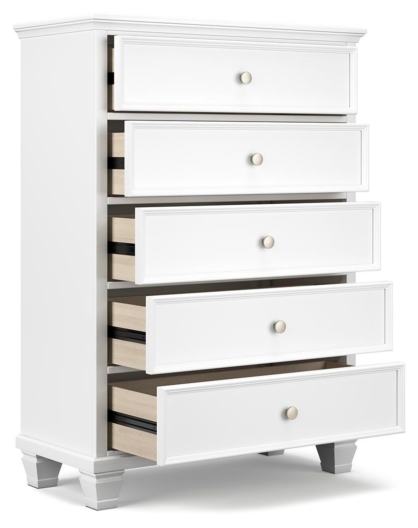 Fortman Panel Bed, Dresser, Mirror, Chest and Nightstand - White  (B680-SI) - Image 11