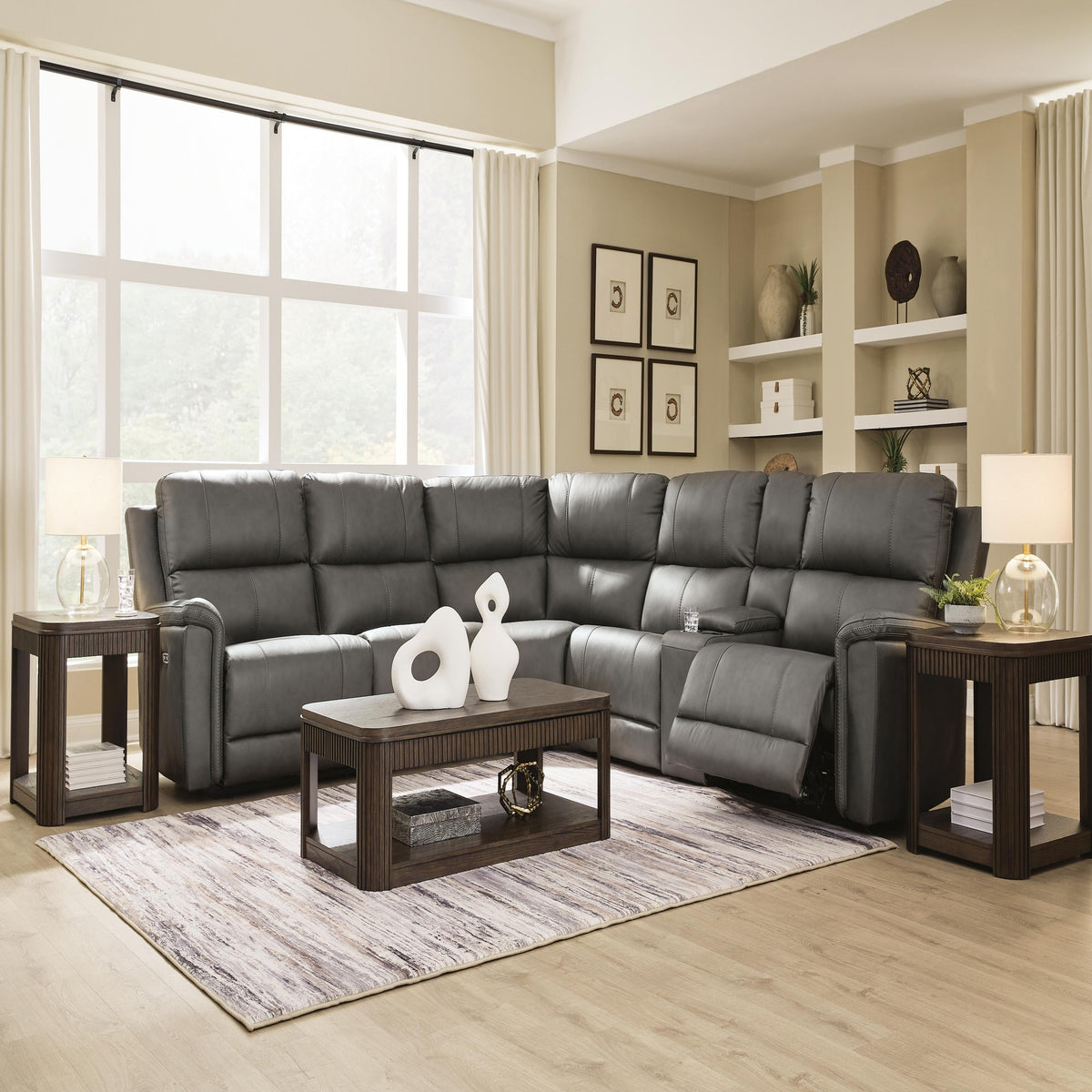 Bleckley 3-Piece Power Reclining Sectional Loveseat with Console (PCU12000-SI)