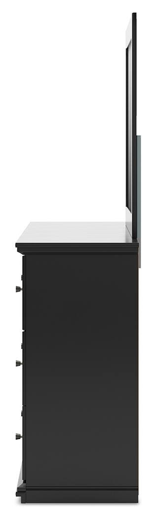 Maribel Panel Bed, Dresser and Mirror - Black  (B138-SI) - Image 7