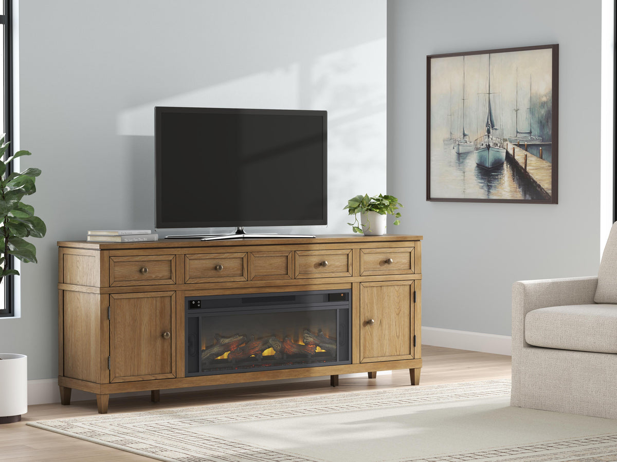 Sharlance 81 TV Stand with Electric Fireplace (W655-SI) - Image 3