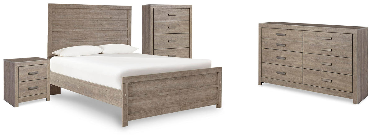 Culverbach Panel Bed, Dresser, Chest and Nightstand - Gray  (B070-SI)