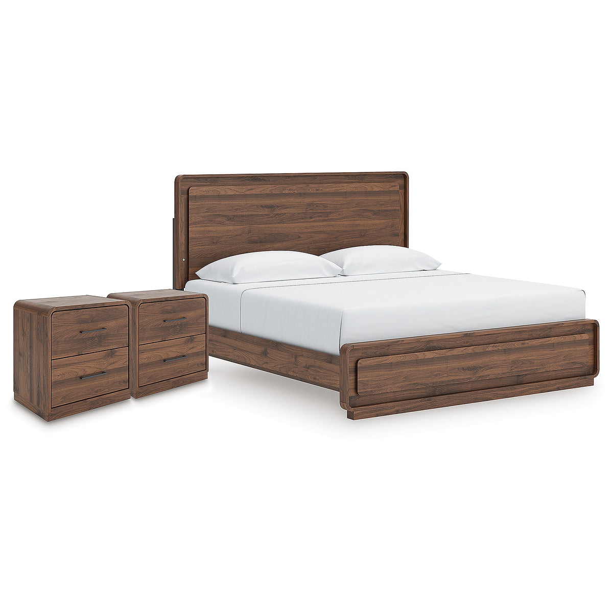 Fortlorn King Panel Bed and 2 Nightstands (PCB386-SI) - Image 2