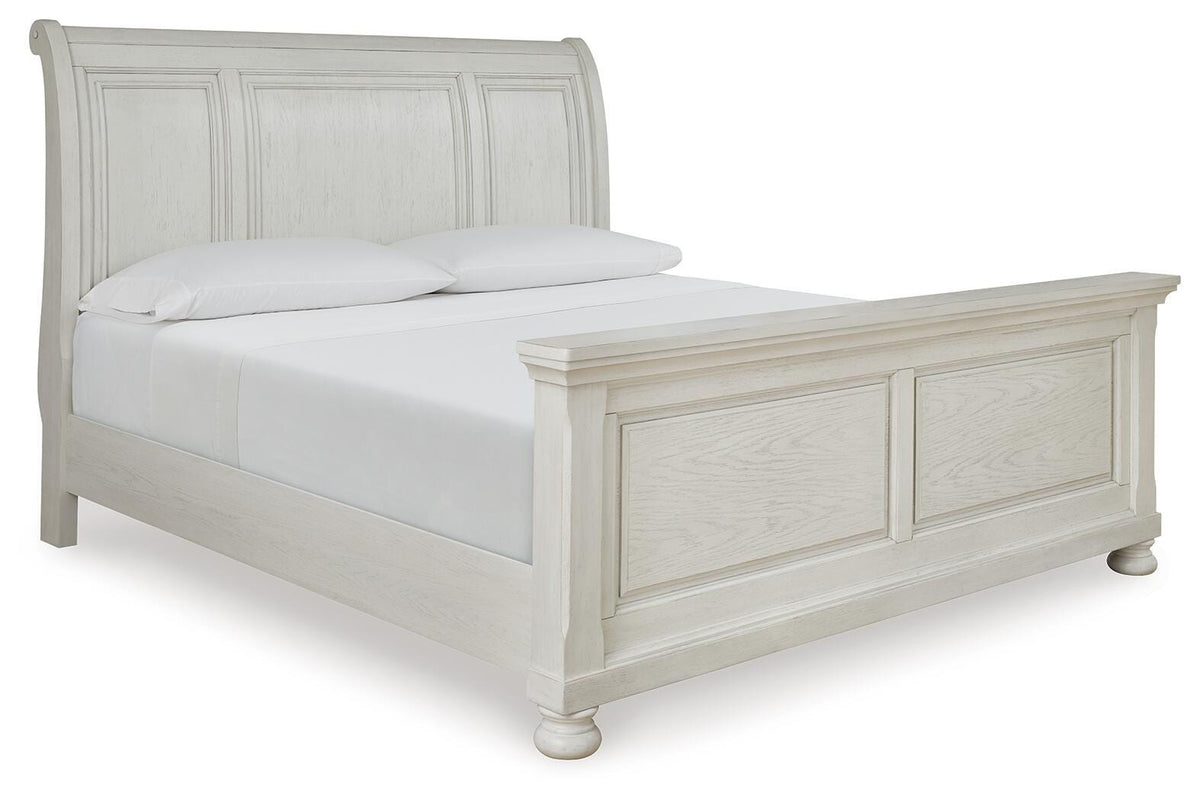 Robbinsdale Sleigh Bed, Dresser and Mirror - Antique White  (B742-SI) - Image 4