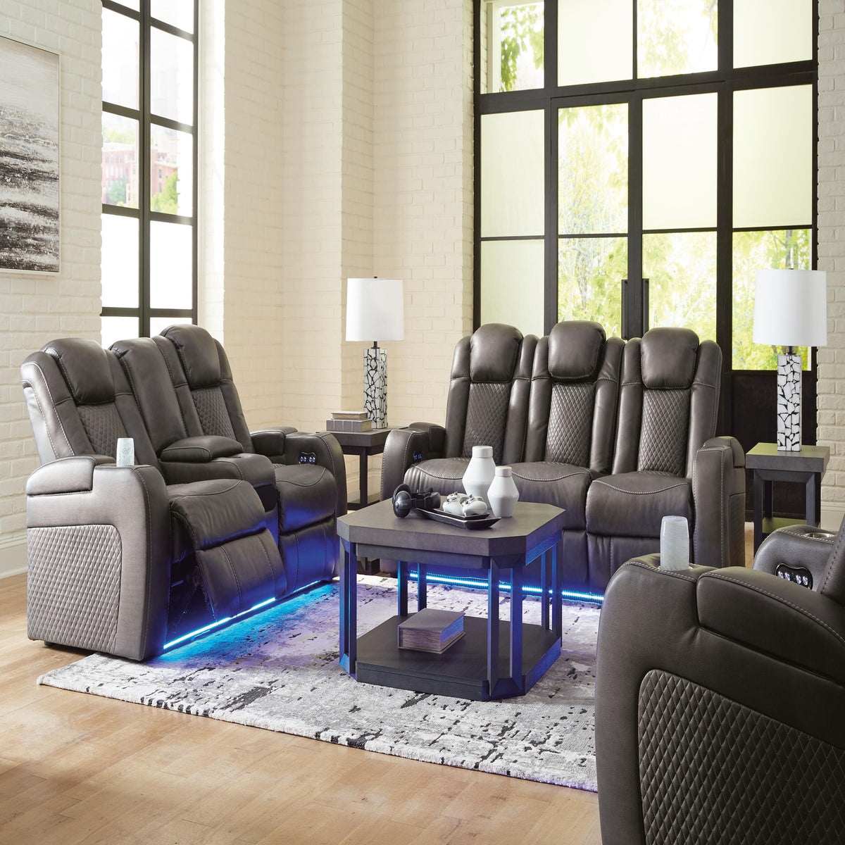 Fyne-Dyme Power Reclining Loveseat and Recliner (36602-SI)