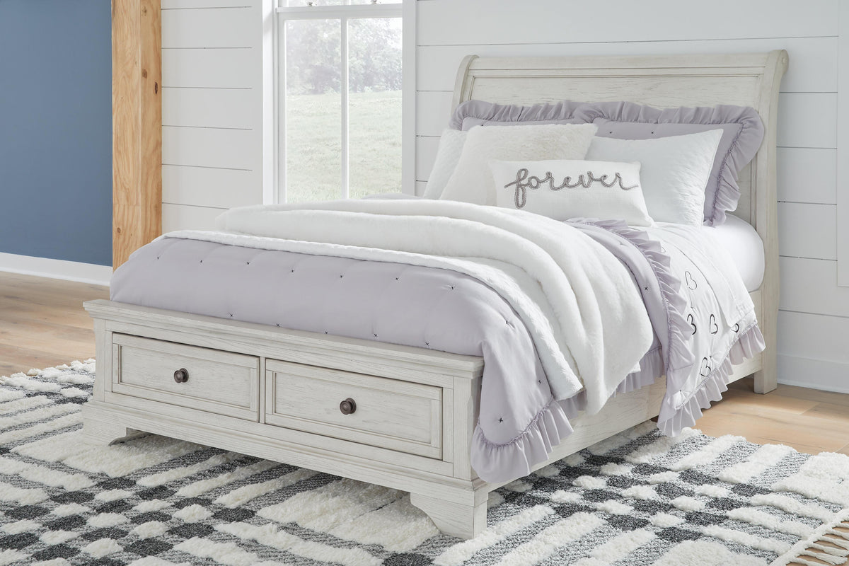 Robbinsdale Storage Sleigh Bed, Dresser, Mirror, Chest and Nightstand - Antique White  (B742-SI) - Image 16