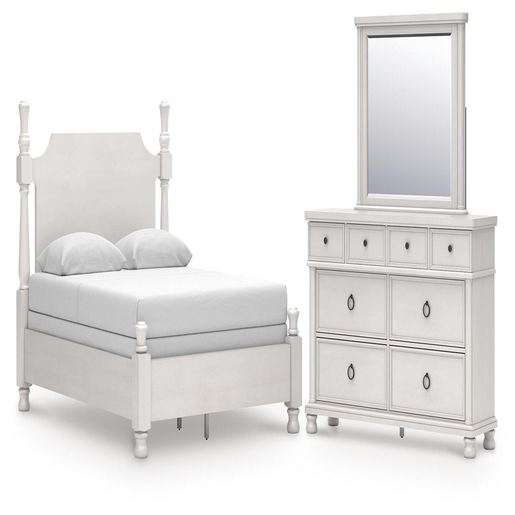 Rowlenstown Queen Poster Bed, Dresser and Mirror (PCB823-SI)