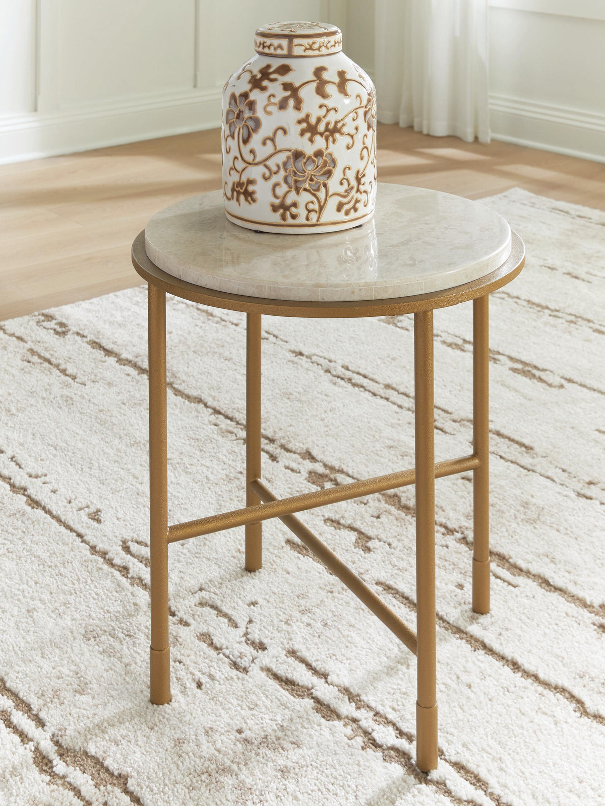 Alben End Table - Antique Gold  (T643-SI) - Image 2