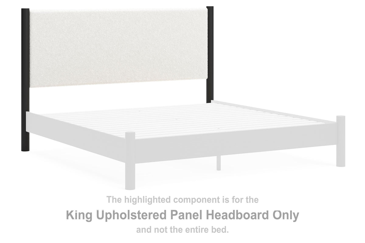 Cadmori Upholstered Panel Headboard - Black/White  (B2616-SI)