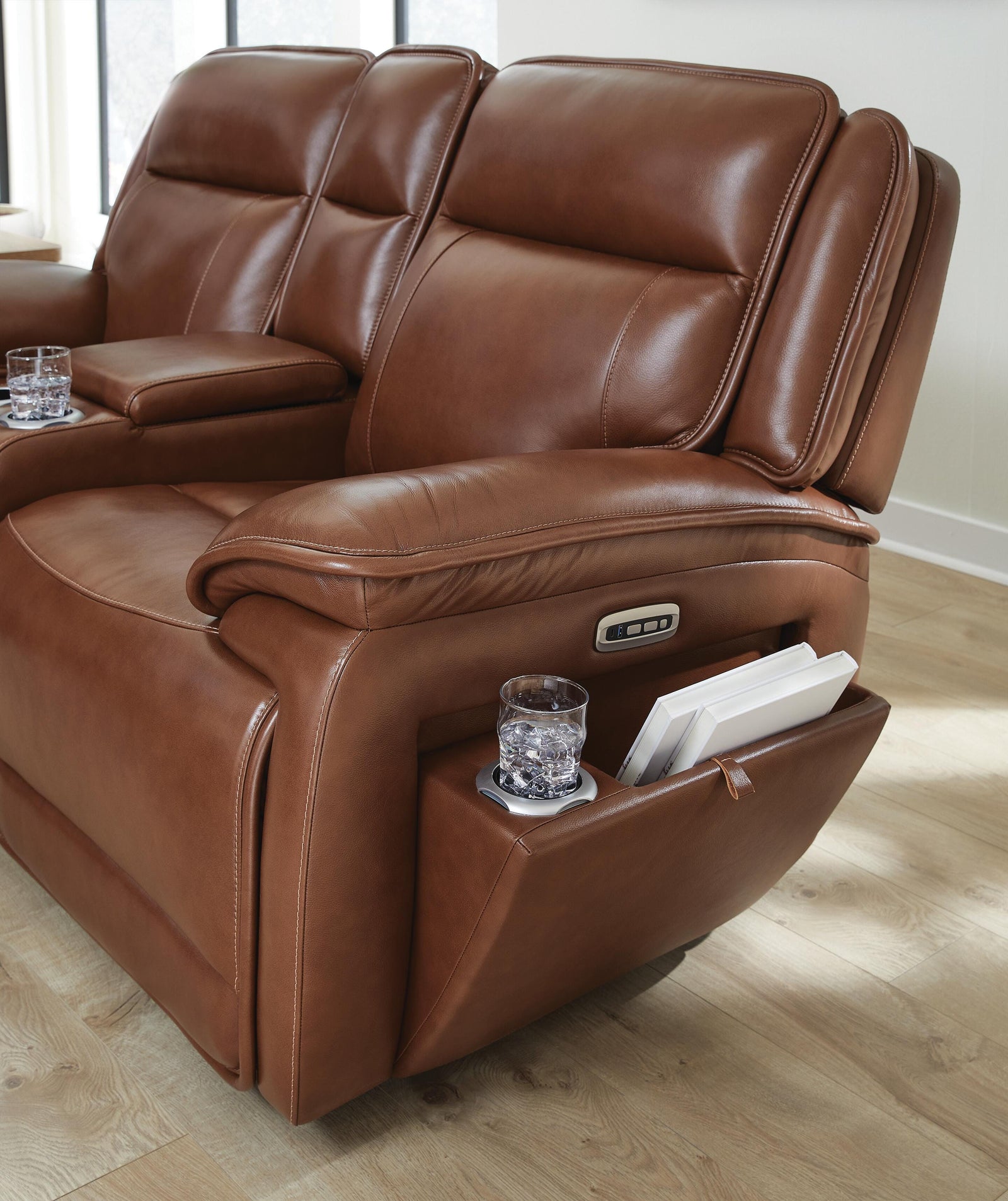 Healy Pier Power Reclining Loveseat with Console (U11204-SI) - Image 7