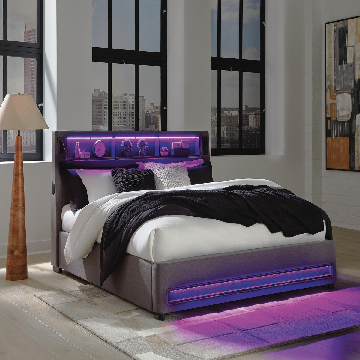 Finigale California King Upholstered Bed with Wireless Audio (PCB2721-SI) - Image 14
