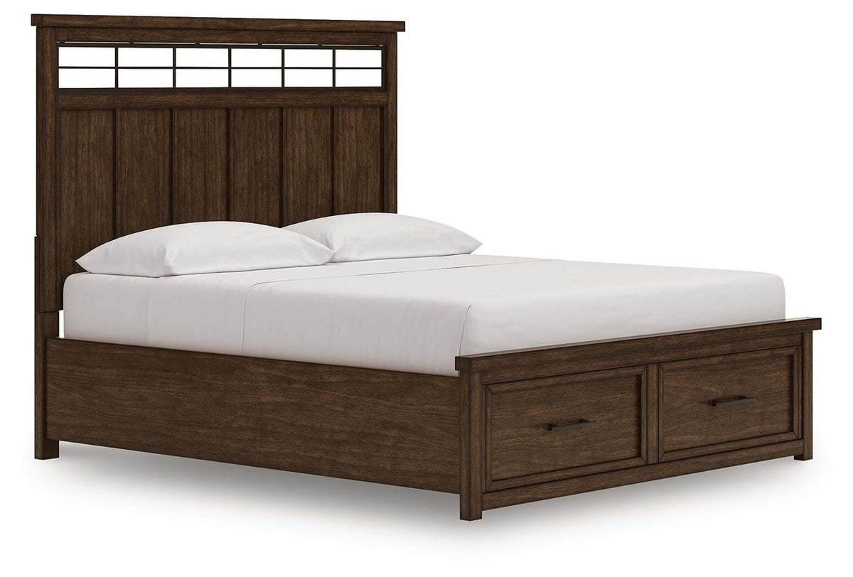 Taffenbrook Panel Storage Bed - Medium Brown  (B849-SI)