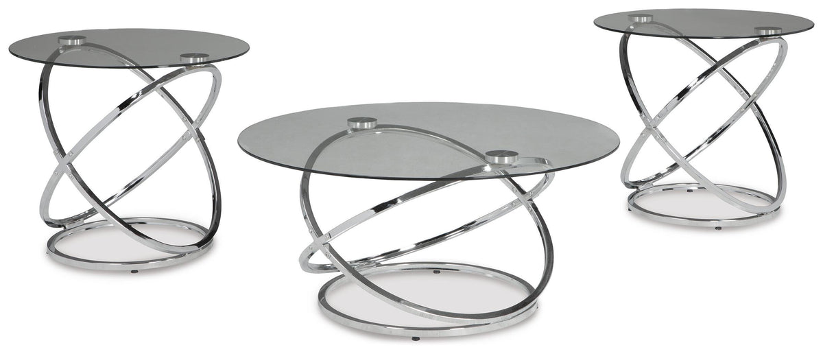 Hollynyx Table (Set of 3) - Chrome Finish  (T270-SI)