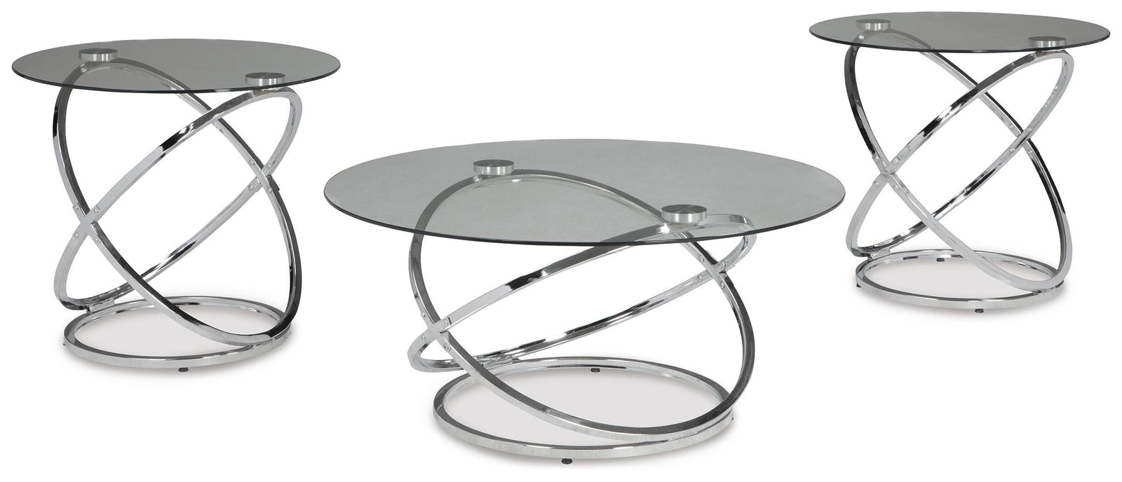 Hollynyx Table (Set of 3) - Chrome Finish  (T270-SI)