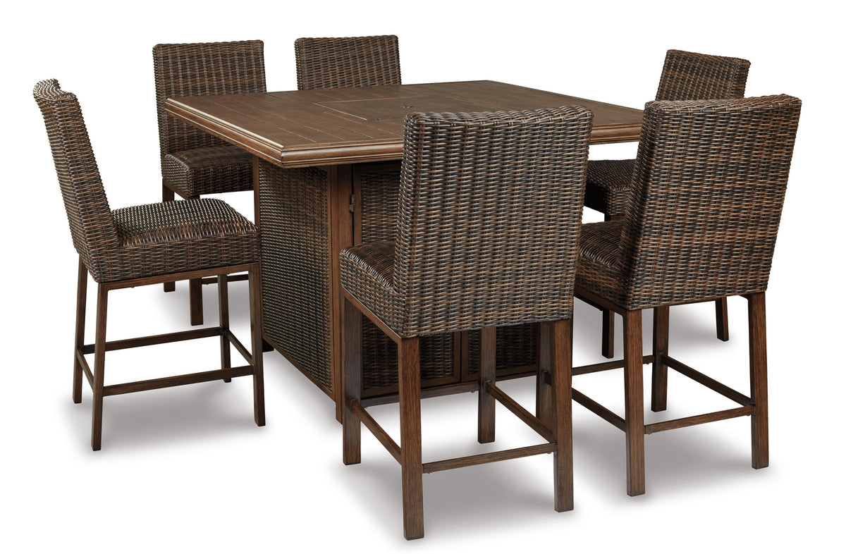 Paradise Trail Outdoor Bar Fire Pit Table with 6 Barstools (P750-SI) - Image 8