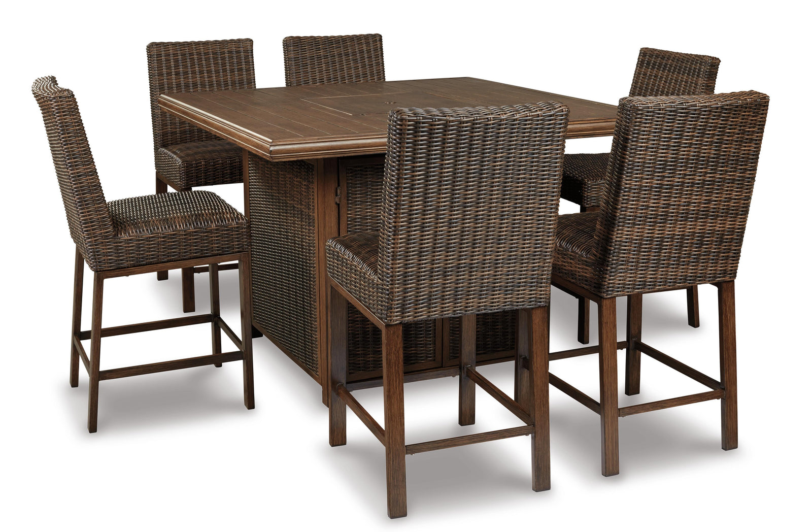 Paradise Trail Outdoor Bar Fire Pit Table with 6 Barstools (P750-SI) - Image 8