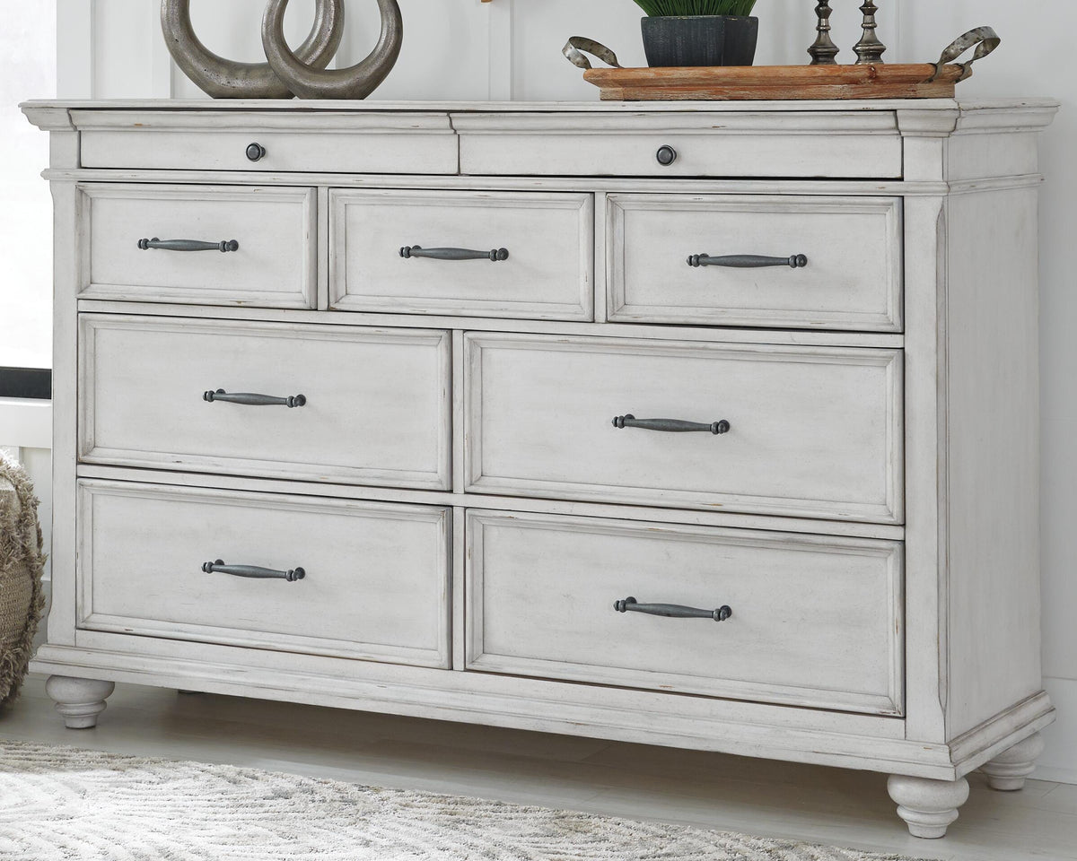 Kanwyn Upholstered Panel Bed, Dresser, and Nightstand - Whitewash  (B777-SI) - Image 11