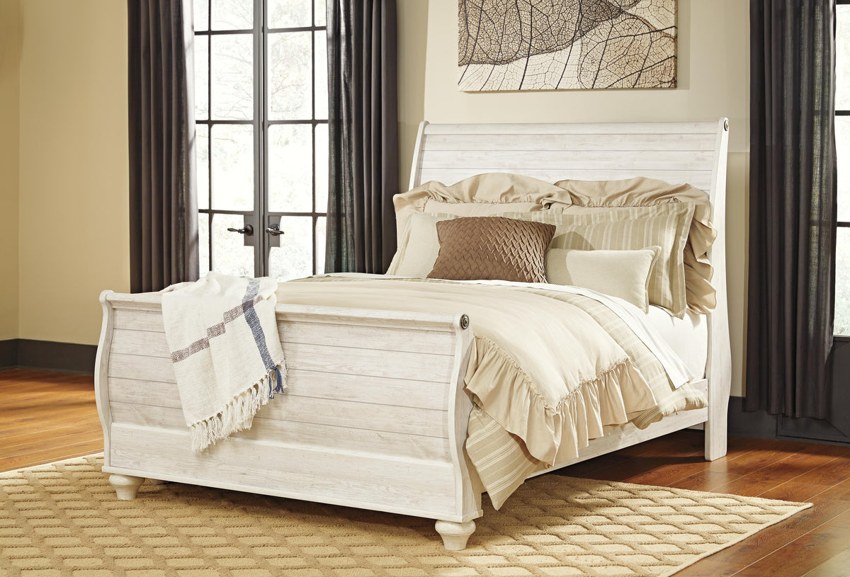Willowton Sleigh Bed, Dresser and Chest - Whitewash  (B267-SI) - Image 9