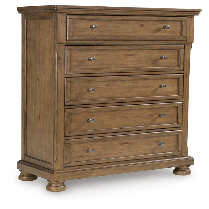 Feddinger King Panel Bed, Dresser, Mirror, Chest and 2 Nightstands (PCB779-SI) - Image 10