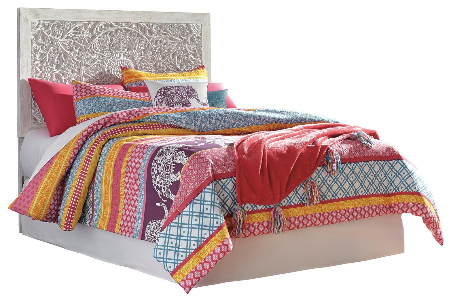 Paxberry Panel Headboard (Youth) - Whitewash  (B181-SI) - Image 3
