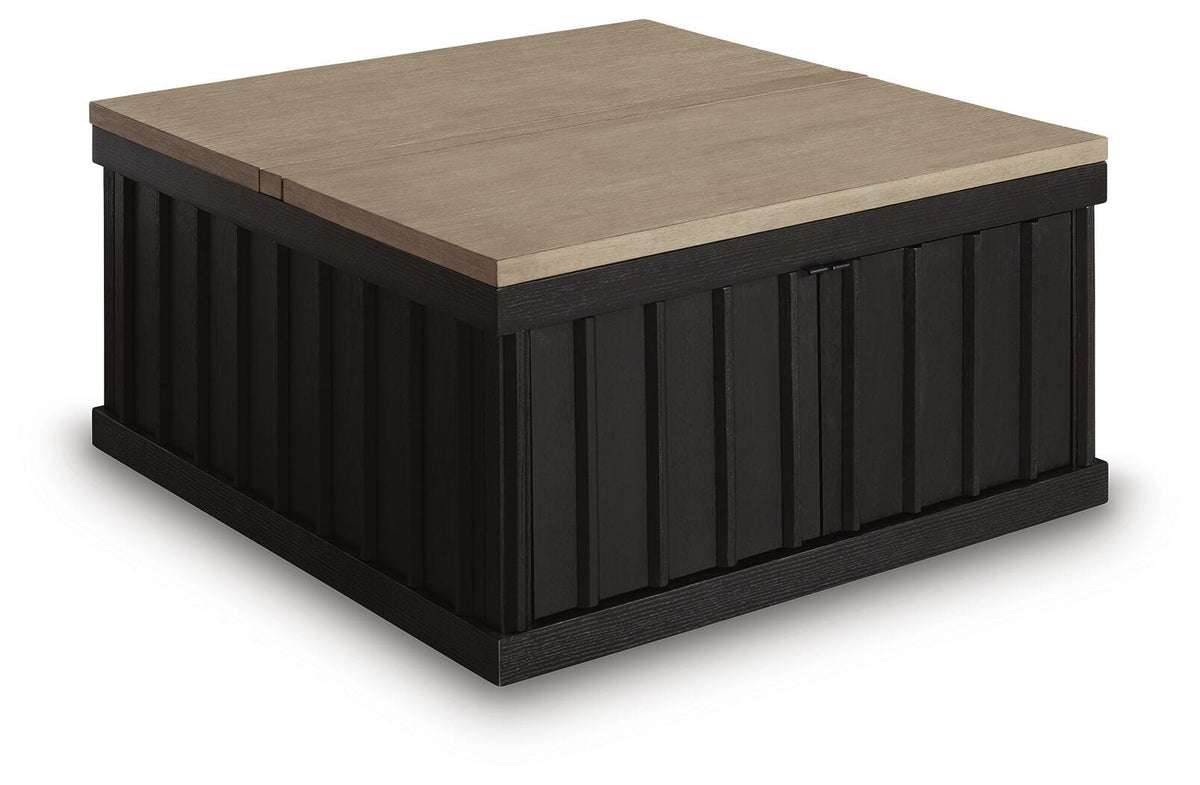 Rylandyn Lift-Top Coffee Table - Black/Light Brown  (T721-SI)