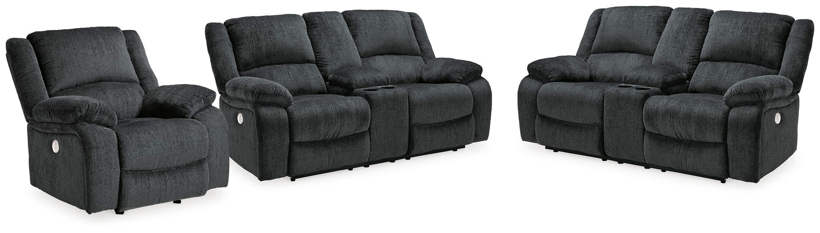 Draycoll 2 Power Reclining Loveseats and Recliner (76504-SI)
