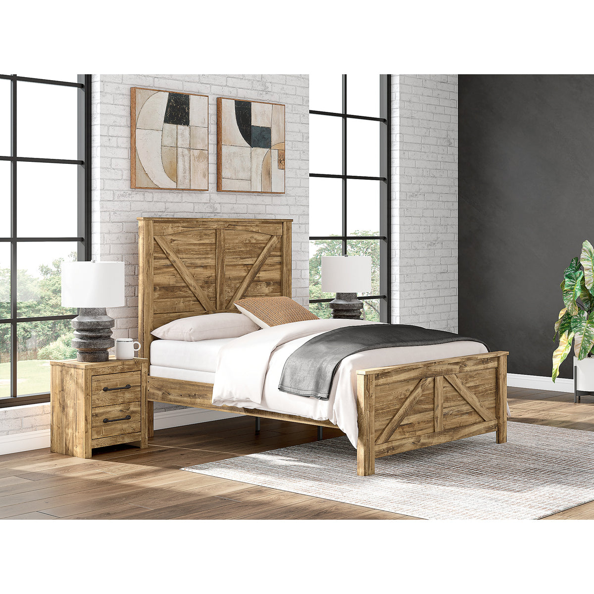 Maystonna Queen Crossbuck Panel Bed, Dresser, Mirror and Nightstand (PCB1580-SI) - Image 24