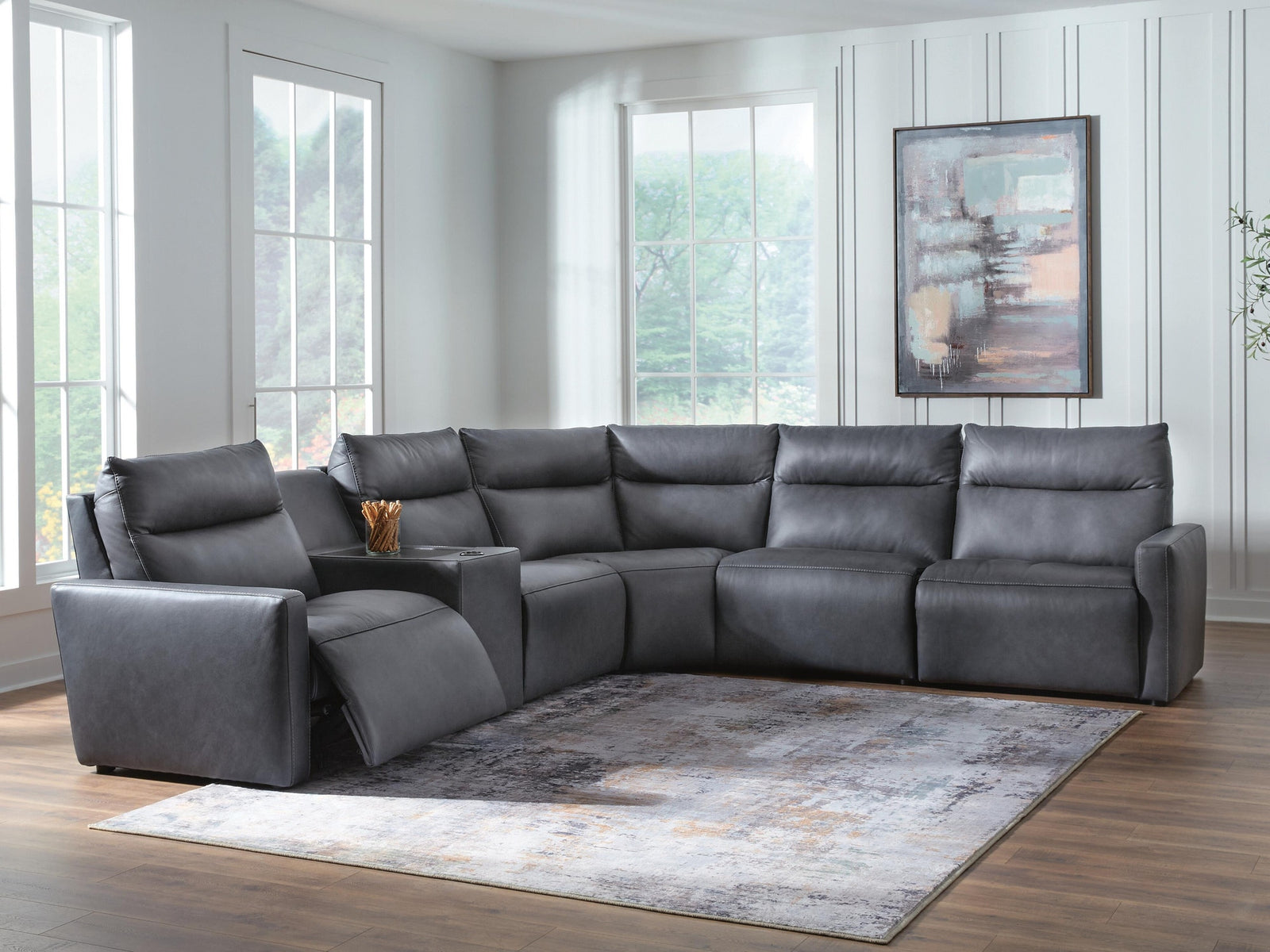 ModZ 6-Piece Power Reclining Sectional with Audio Console (U14001-SI) - Image 2