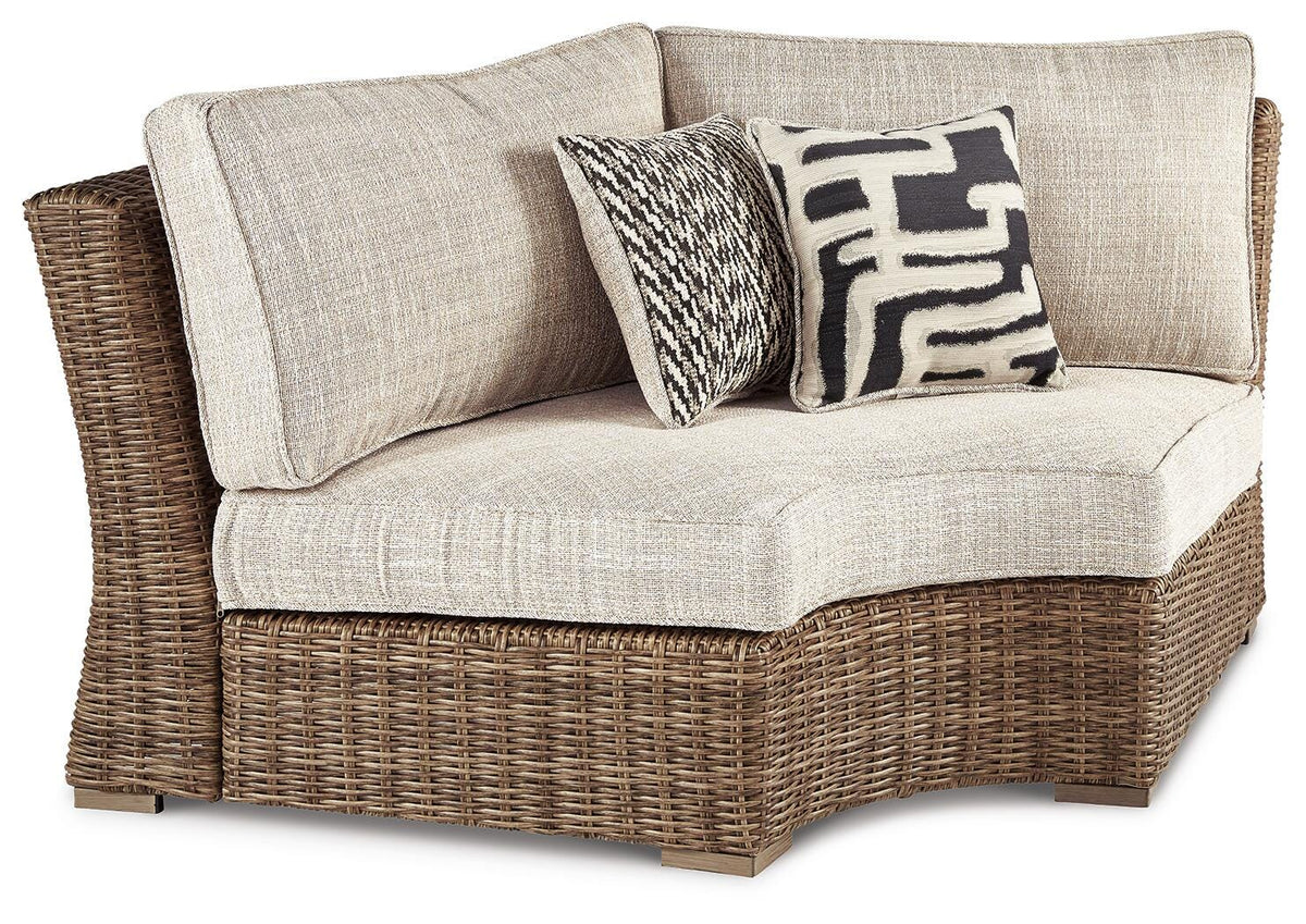 Beachcroft 4-Piece Outdoor Sectional, 2 Arm Chairs, Lounge Chair and Bench (P791-SI) - Image 16