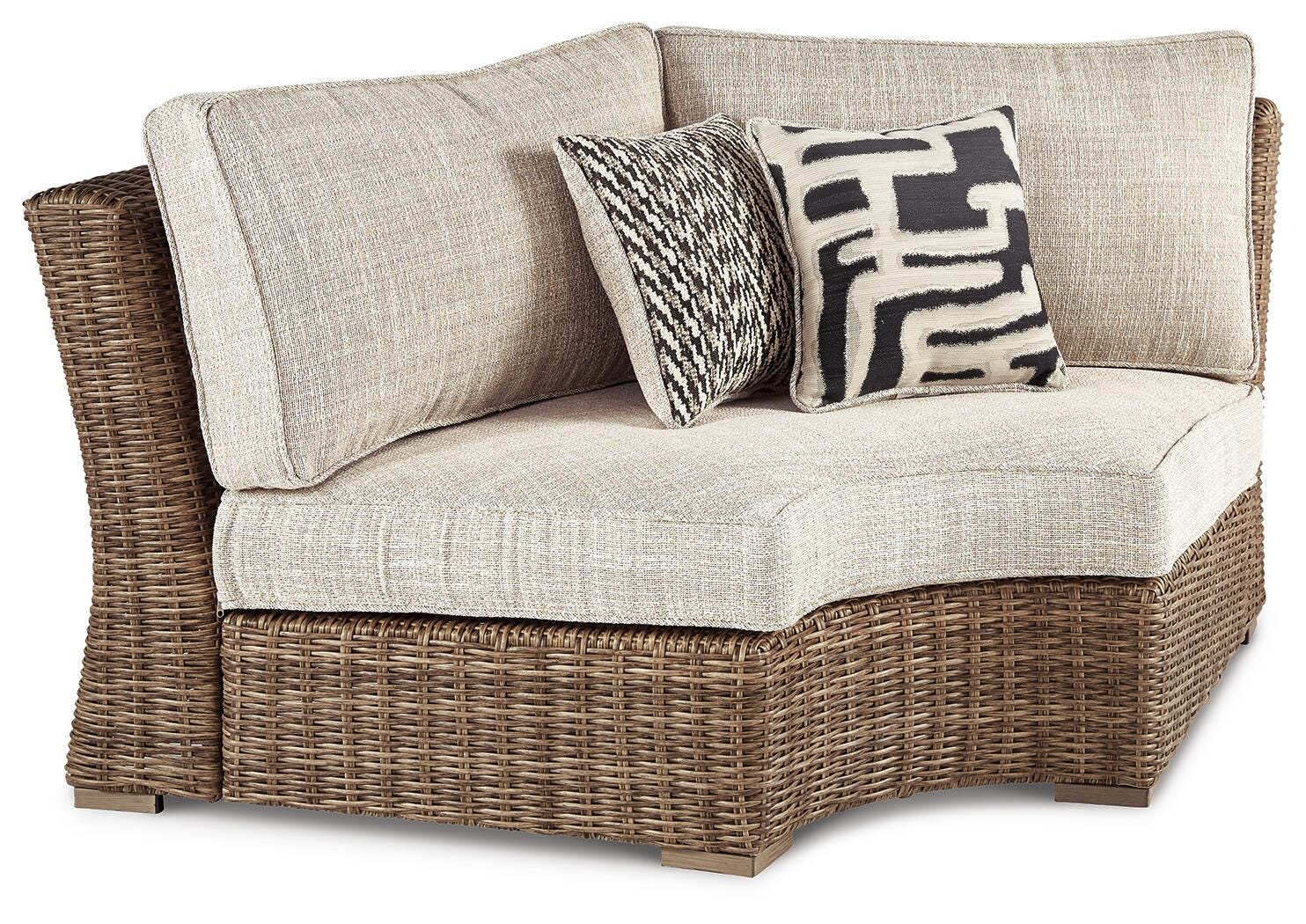 Beachcroft 4-Piece Outdoor Sectional, 2 Arm Chairs, Lounge Chair and Bench (P791-SI) - Image 16