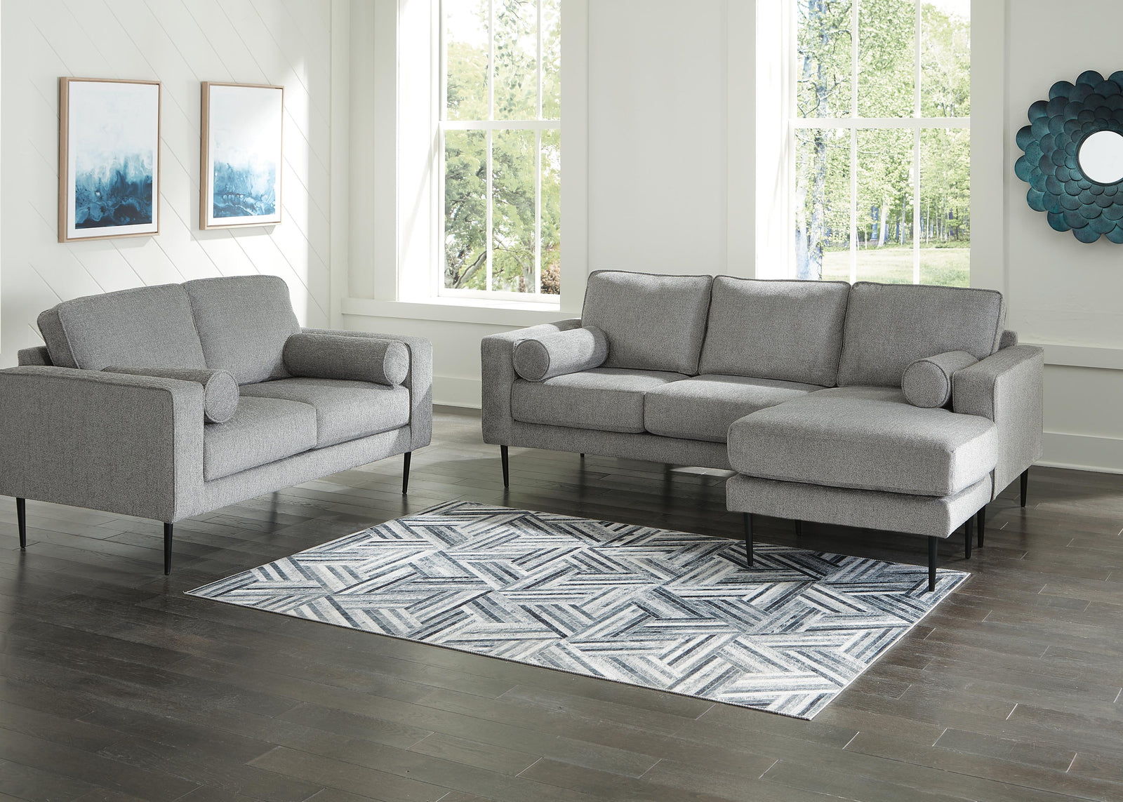 Hazela Sofa Chaise and Loveseat (41102-SI) - Image 3