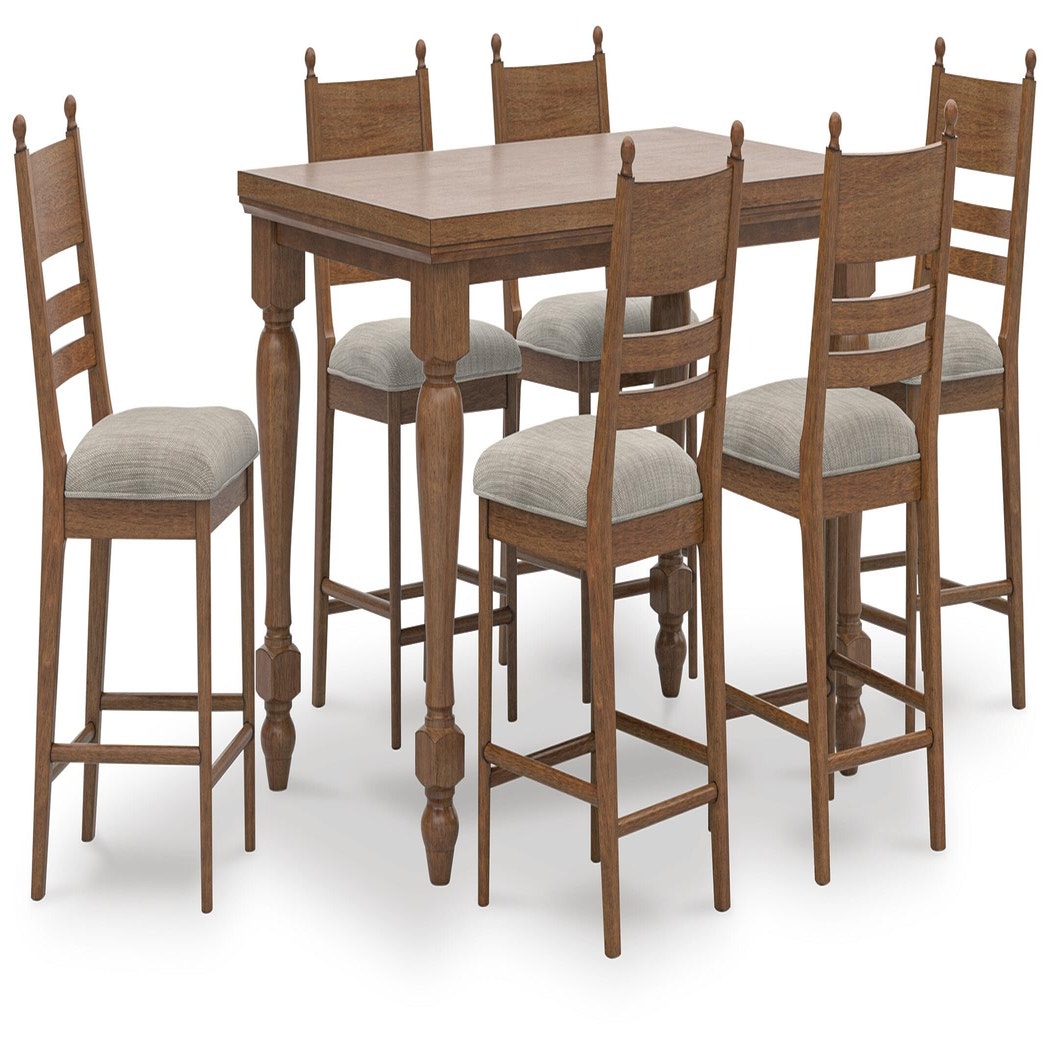 Greddinton Counter Height Dining Table and 6 Barstools (PCD824-SI)