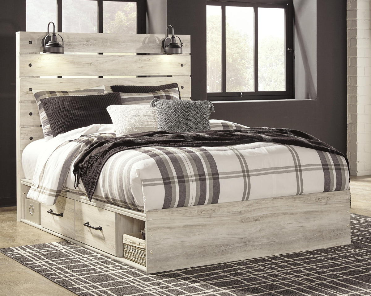 Cambeck Panel Bed with 4 Storage Drawers - Whitewash  (B192-SI) - Image 2
