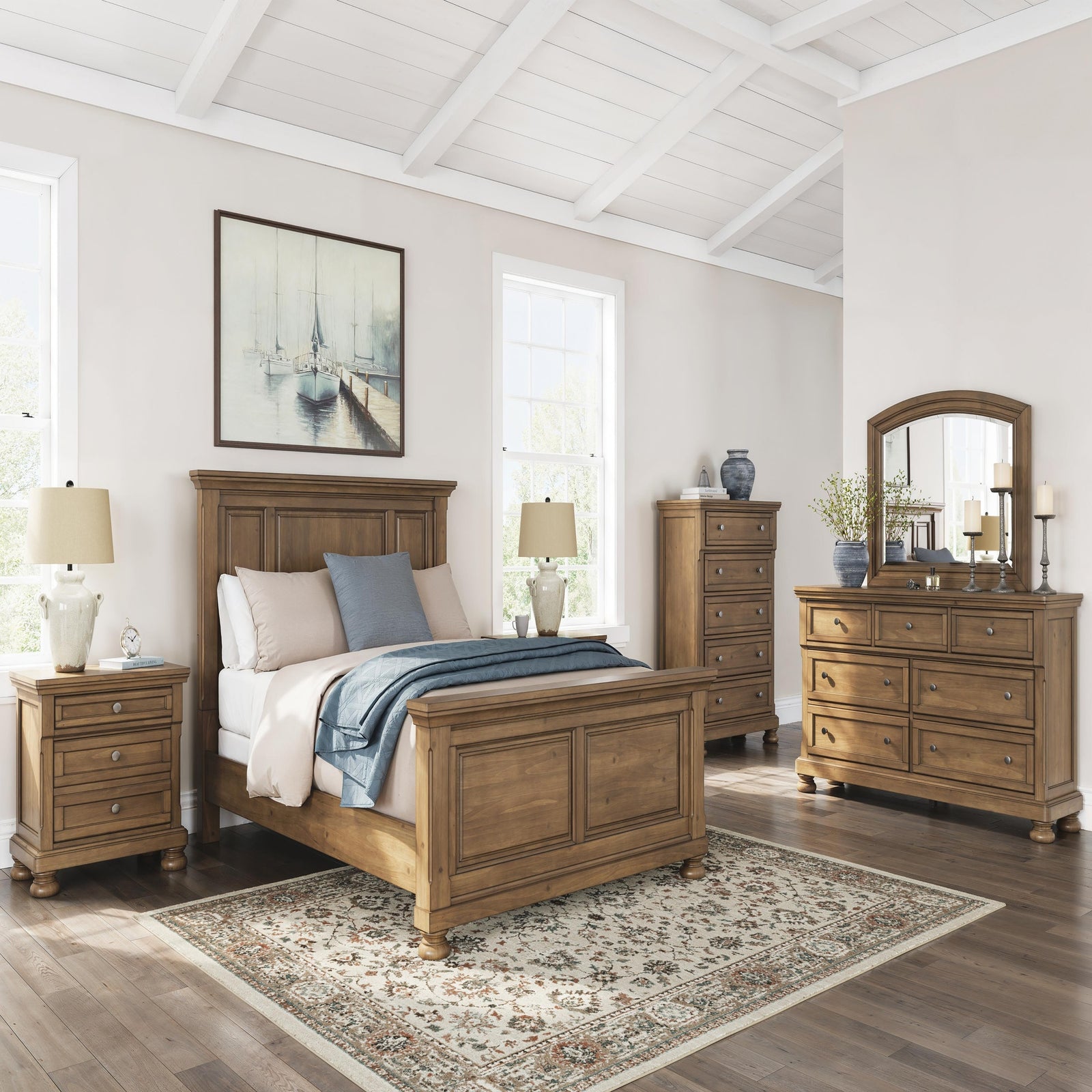 Feddinger Queen Panel Bed, Dresser, Mirror, Chest and 2 Nightstands (PCB779-SI) - Image 29