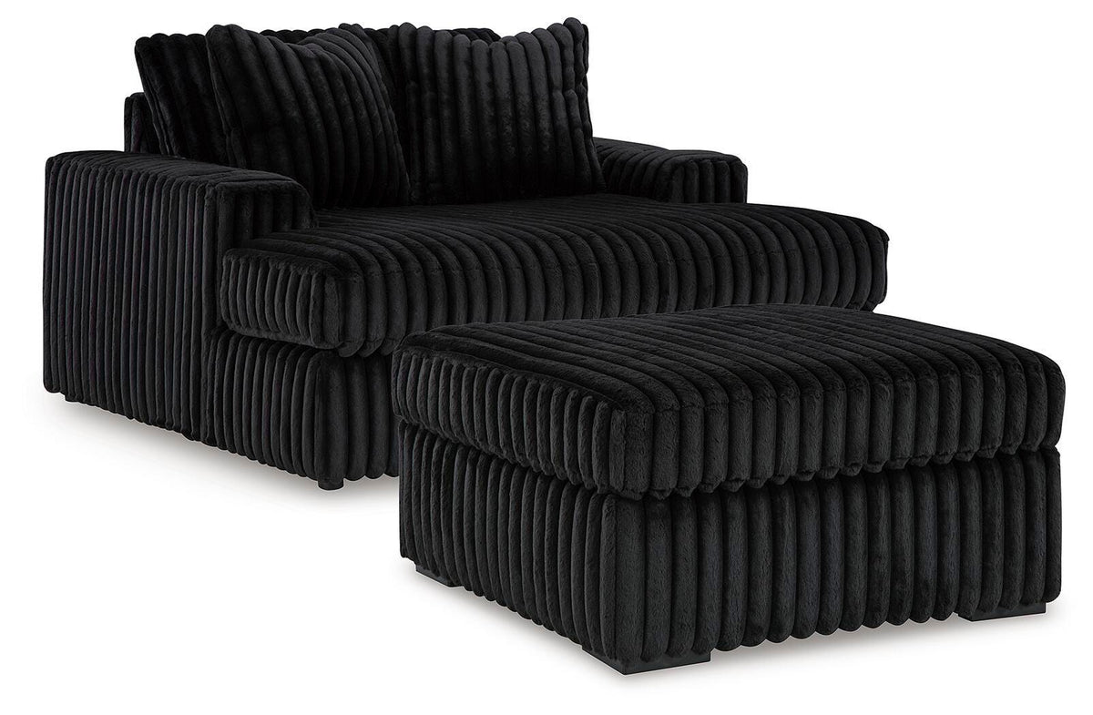 Midnight-Madness Oversized Chaise and Oversized Accent Ottoman (98103-SI)