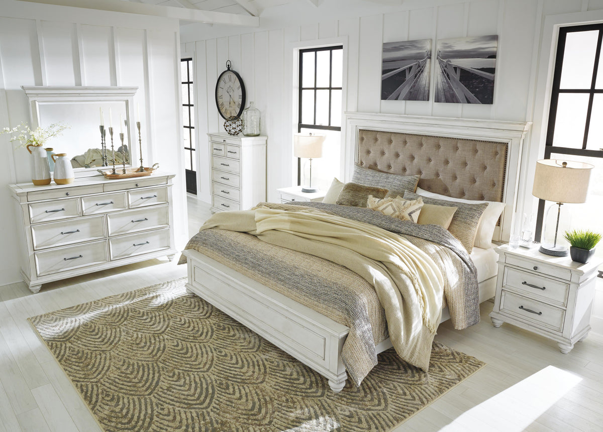 Kanwyn Panel Bed with Dresser and Mirror - Whitewash  (B777-SI) - Image 4