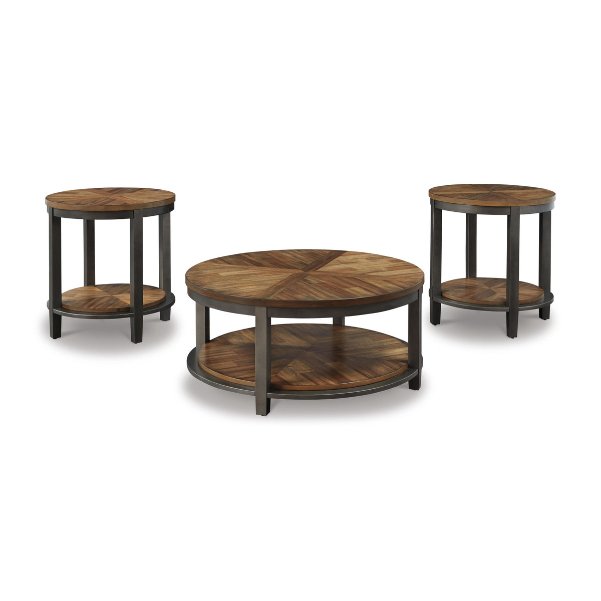 Roybeck Table (Set of 3) - Light Brown/Bronze  (T411-SI) - Image 2