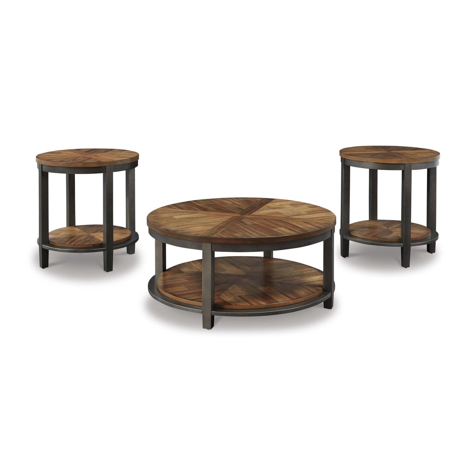 Roybeck Table (Set of 3) - Light Brown/Bronze  (T411-SI) - Image 2
