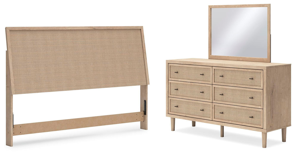 Cielden Panel Headboard, Dresser and Mirror - Two-tone  (B1199-SI)