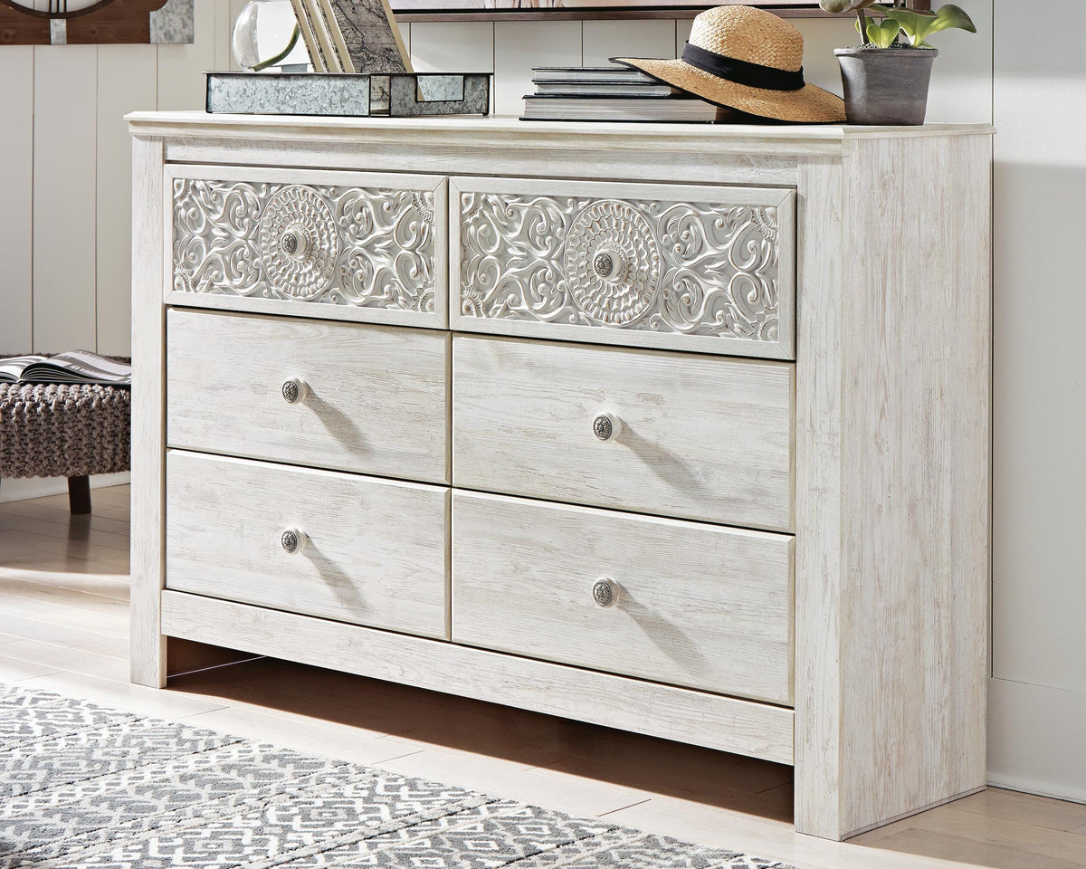 Paxberry Panel Bed, Dresser, 2 Chests and 2 Nightstands - Whitewash  (B181-SI) - Image 20