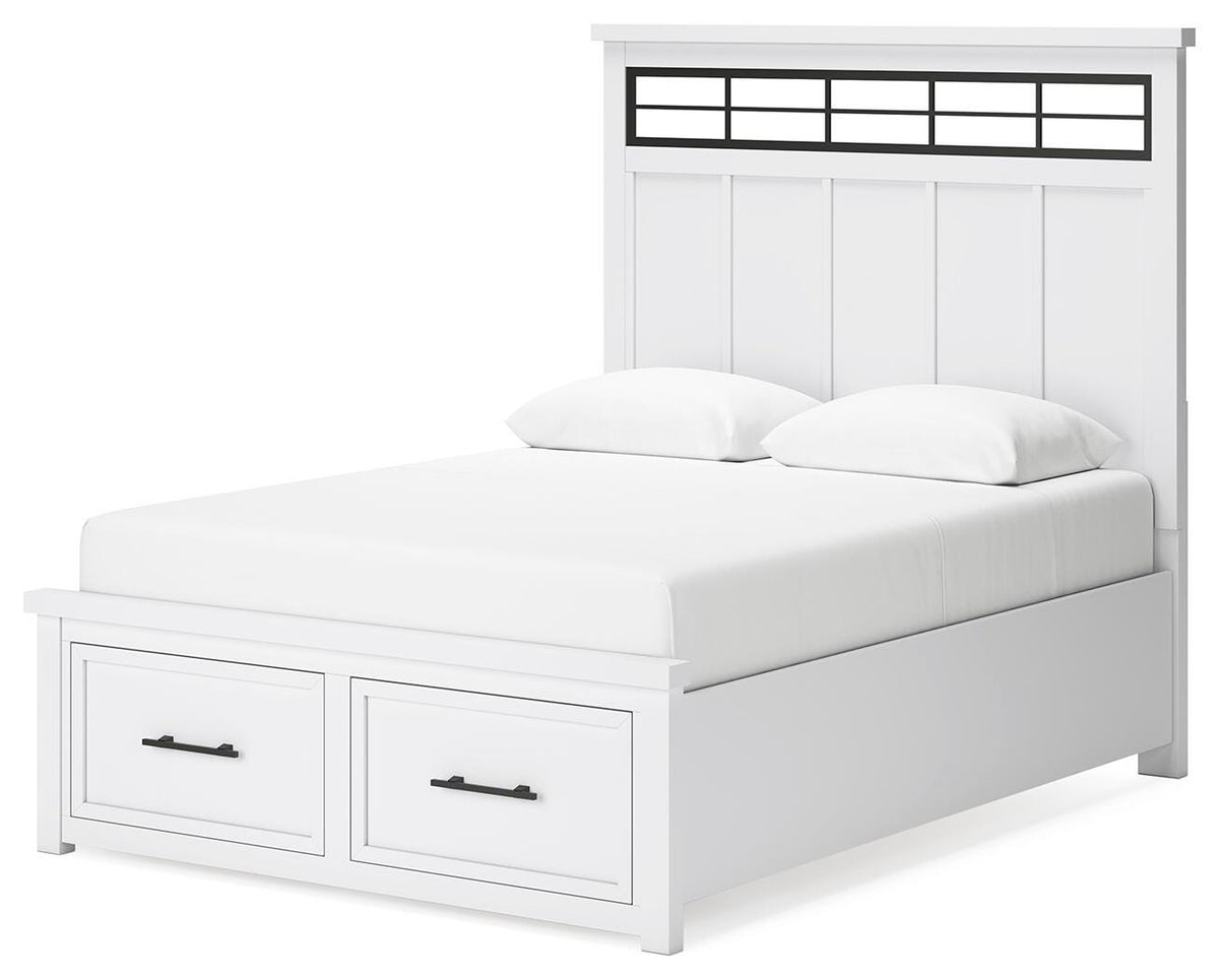 Ashbryn Panel Storage Bed, Dresser, Mirror and 2 Nightstands - White/Natural  (B844-SI) - Image 14