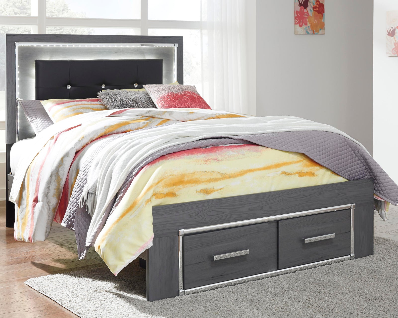 Lodanna Storage Bed, Chest and Nightstand - Gray  (B214-SI) - Image 6