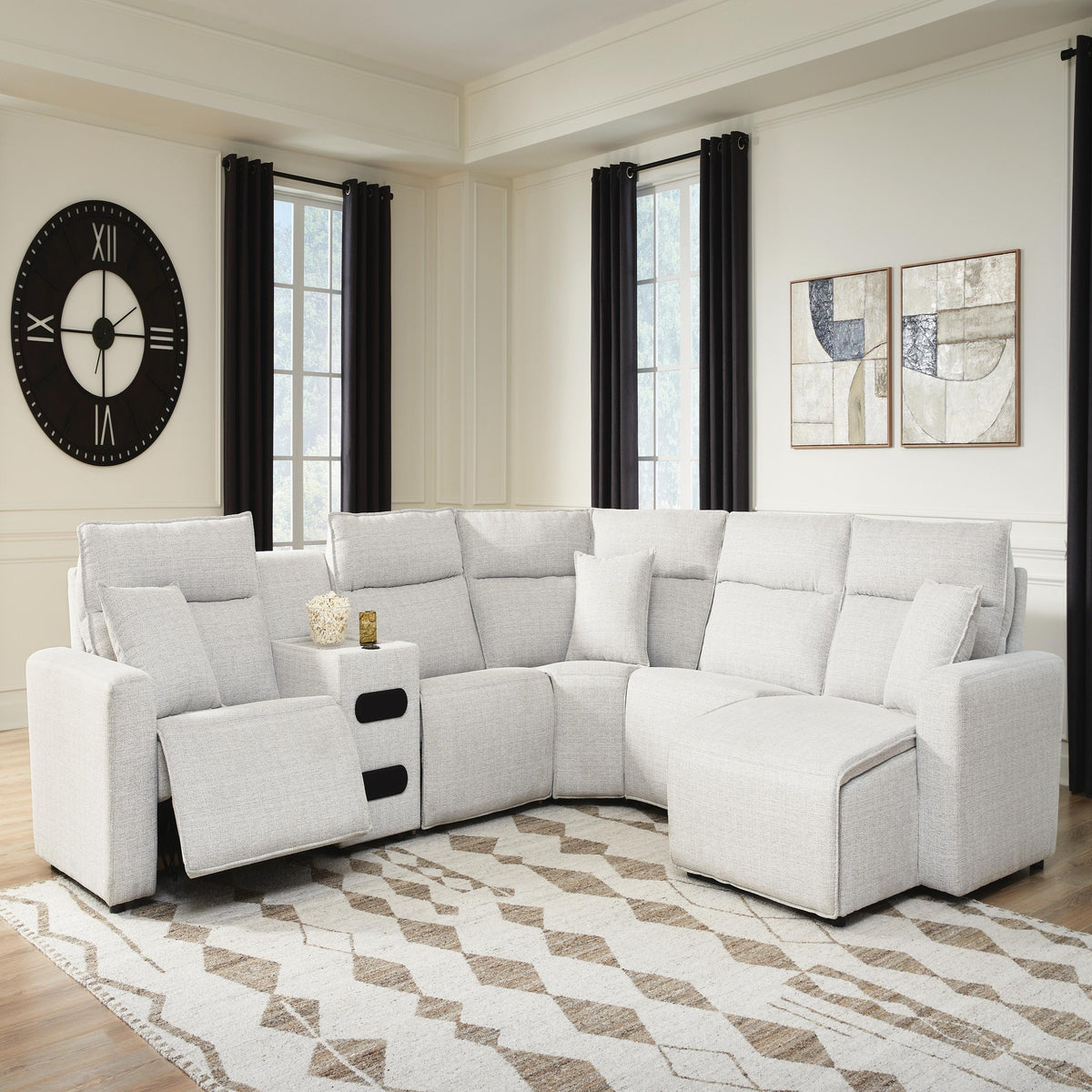 Modmax II 6-Piece Reclining Sectional with Chaise and Audio Console (65907-SI) - Image 2