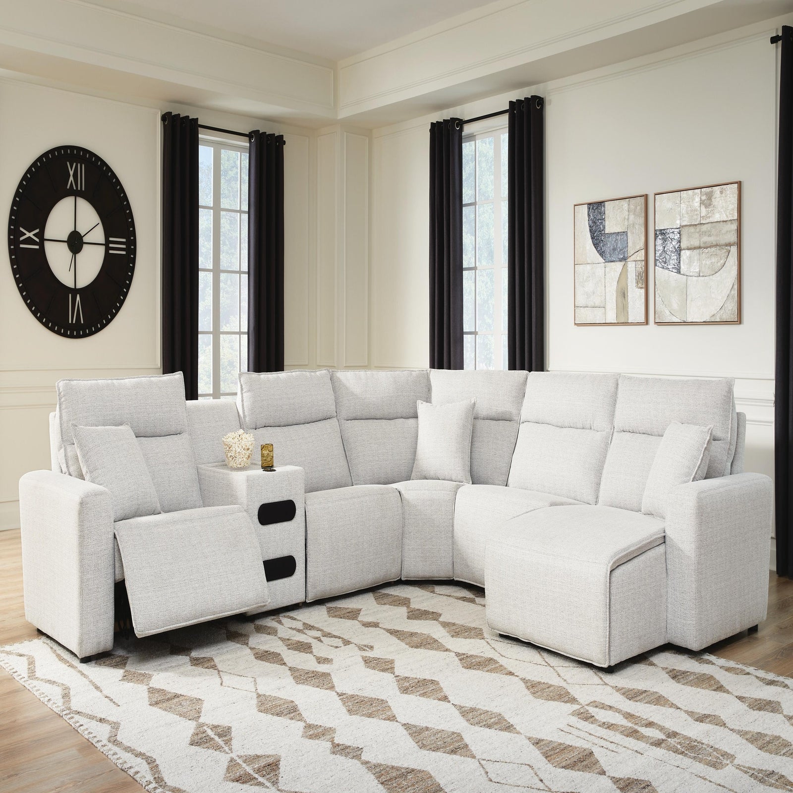 Modmax II 6-Piece Reclining Sectional with Chaise and Audio Console (65907-SI) - Image 2