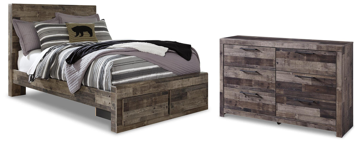 Derekson Panel Storage Bed and Dresser - Multi Gray  (B200-SI)
