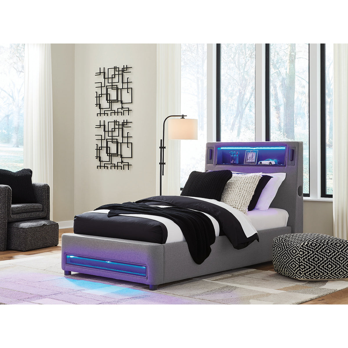 Verishaw Twin Upholstered Bed (PCB2721-SI) - Image 7