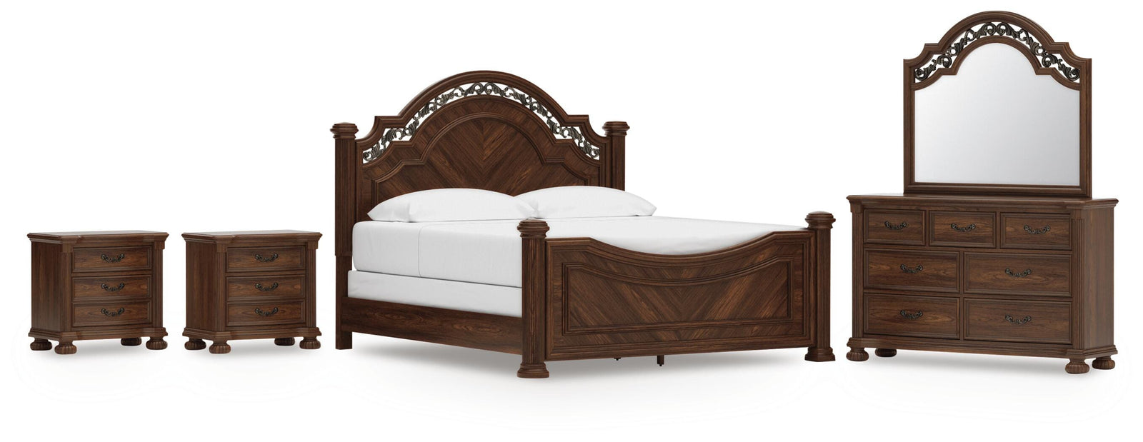Lavinton Poster Bed, Dresser, Mirror and 2 Nightstands (B764-SI)