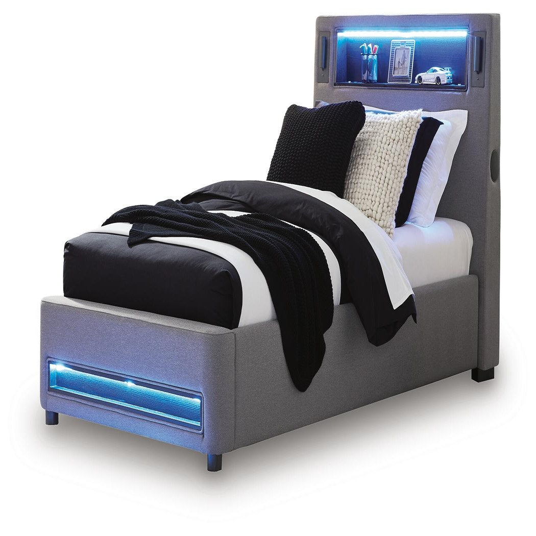 Finigale Twin Upholstered Bed with Wireless Audio (PCB2721-SI) - Image 6