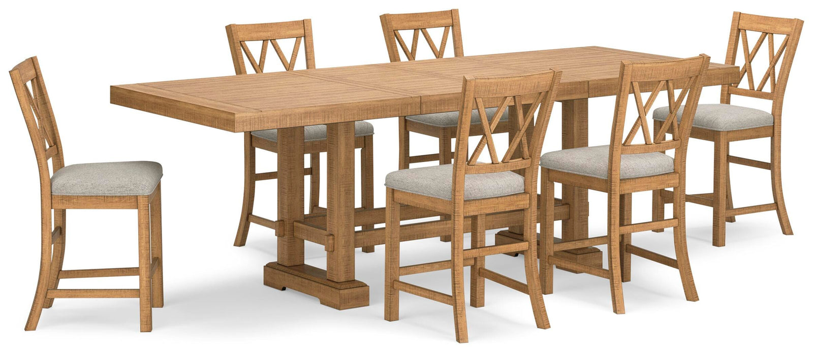 Havonplane Counter Height Extension Dining Table and 6 Barstools (D773-SI)