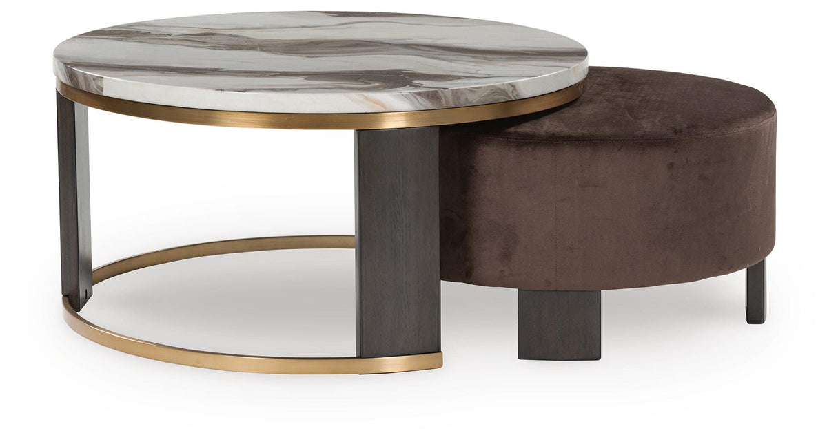 Jazmore Nesting Coffee Table (Set of 2) - Brown/Brass Finish  (T671-SI) - Image 4