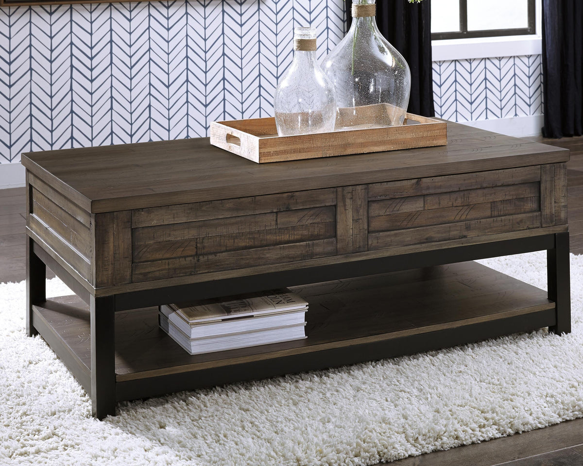 Johurst Lift-top Coffee Table and 2 End Tables - Grayish Brown  (T444-SI) - Image 5